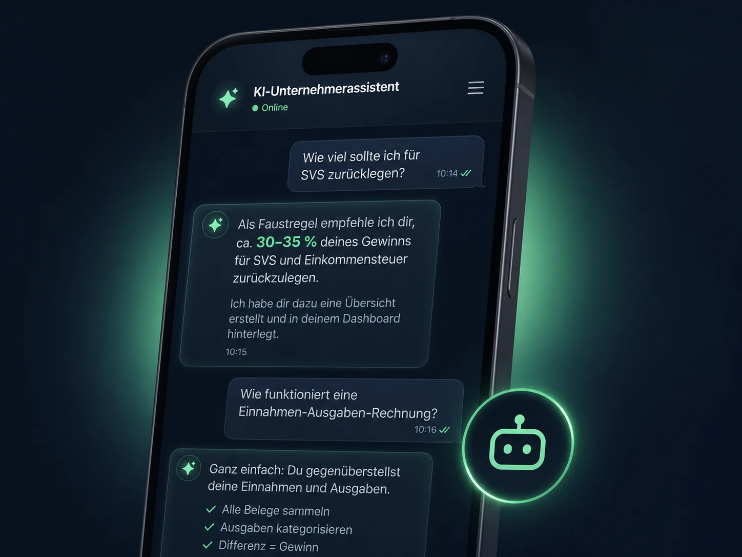 KI-Unternehmerassistent für Fragen zum Set